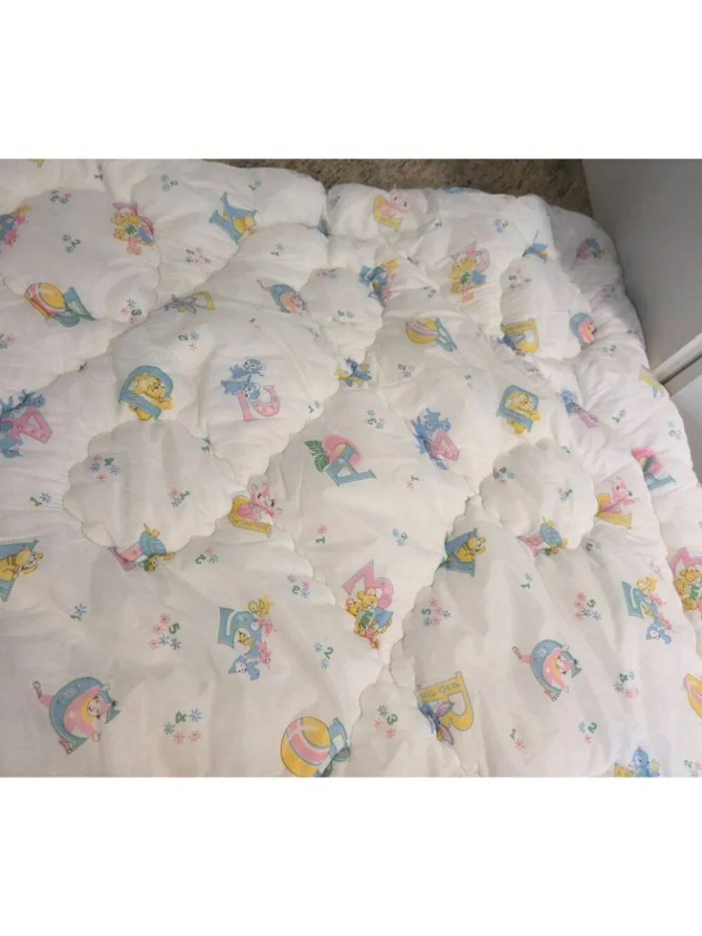 Vintage 50s 60s ABC Alphabet Animal Crib Quilt Nursery Pink Blue Fortrel